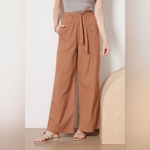 NWT Monrow Stretch Poplin Pocket Pant Wide Leg Sahara Camel Size XS